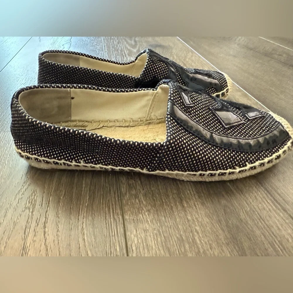 Tory Burch Lonnie espadrilles Flats Black tan Size 7